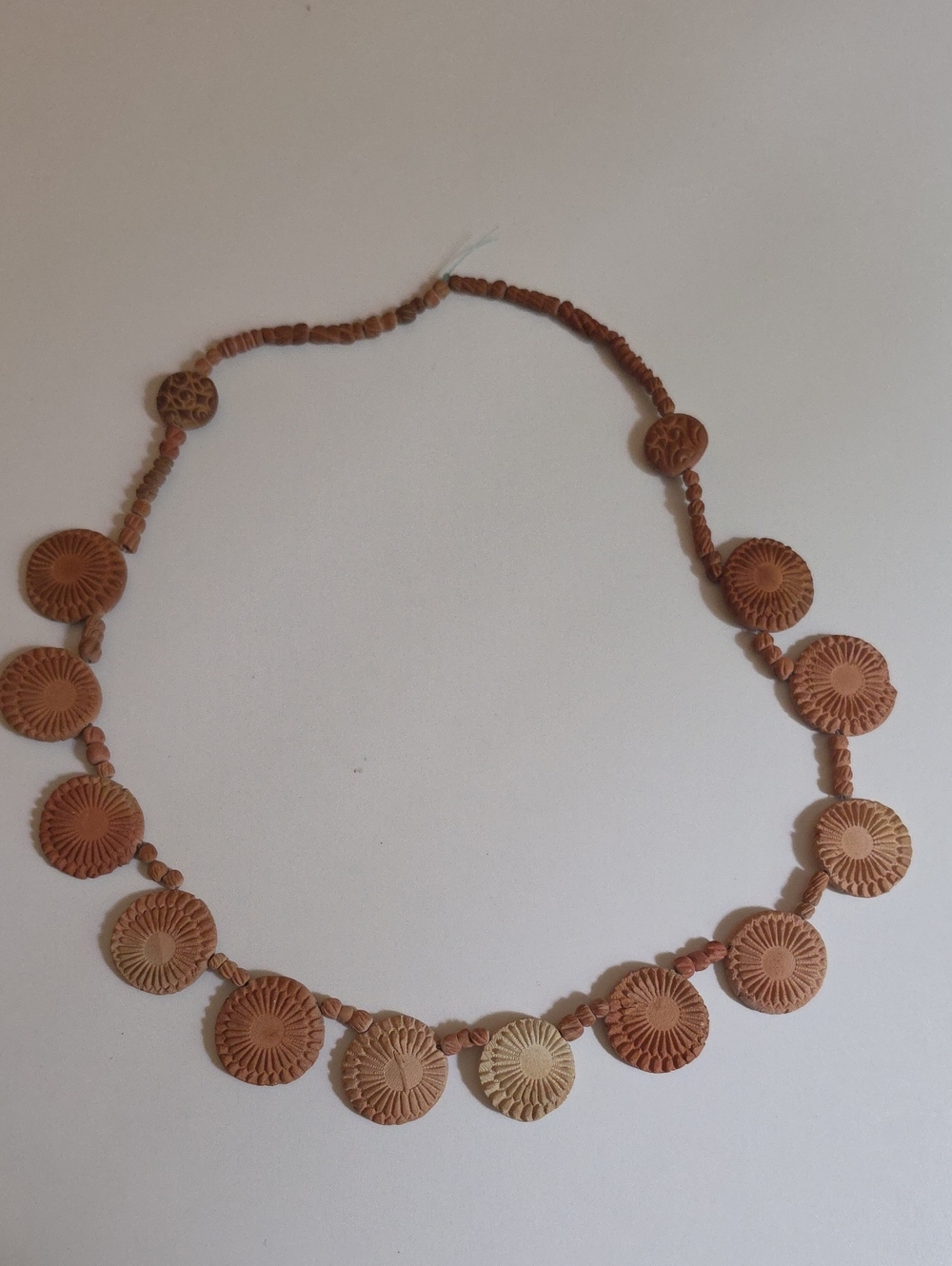 Handcrafted Terracotta Stamped / Embossed Necklace